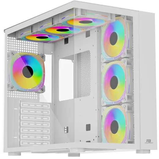 POWERBOOST PB-SS02W Sea View 7-RGB Fanlı Gaming Mid-Tower PC Kasası Beyaz görseli 3