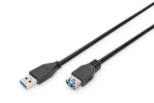 DIGITUS AK-300203-018-S USB 3.0 Uzatma Kablosu, USB A erkek - USB A dişi, 1.8 metre, AWG 28, 2x zırhlı, UL, siyah