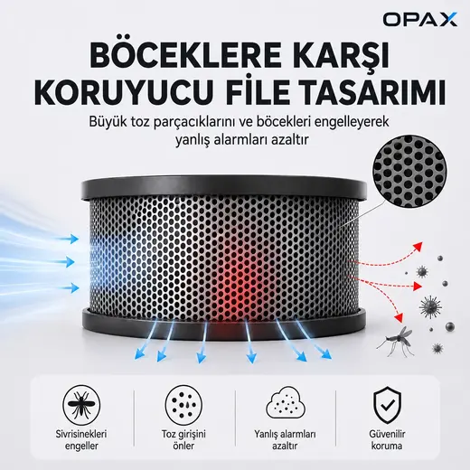 OPAX S100A-AA-W WiFi Kablosuz Duman Dedektörü – RF Interlink Akıllı Fotoelektrik görseli 8